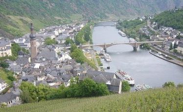 The view from Cochem Castle on the banks of the Moselle River. The view from Cochem Castle on the banks of the Moselle River.