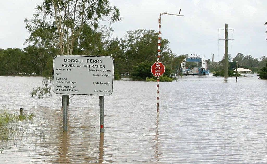 The Moggill Ferry when it was closed by flooding. The Moggill Ferry when it was closed by flooding.