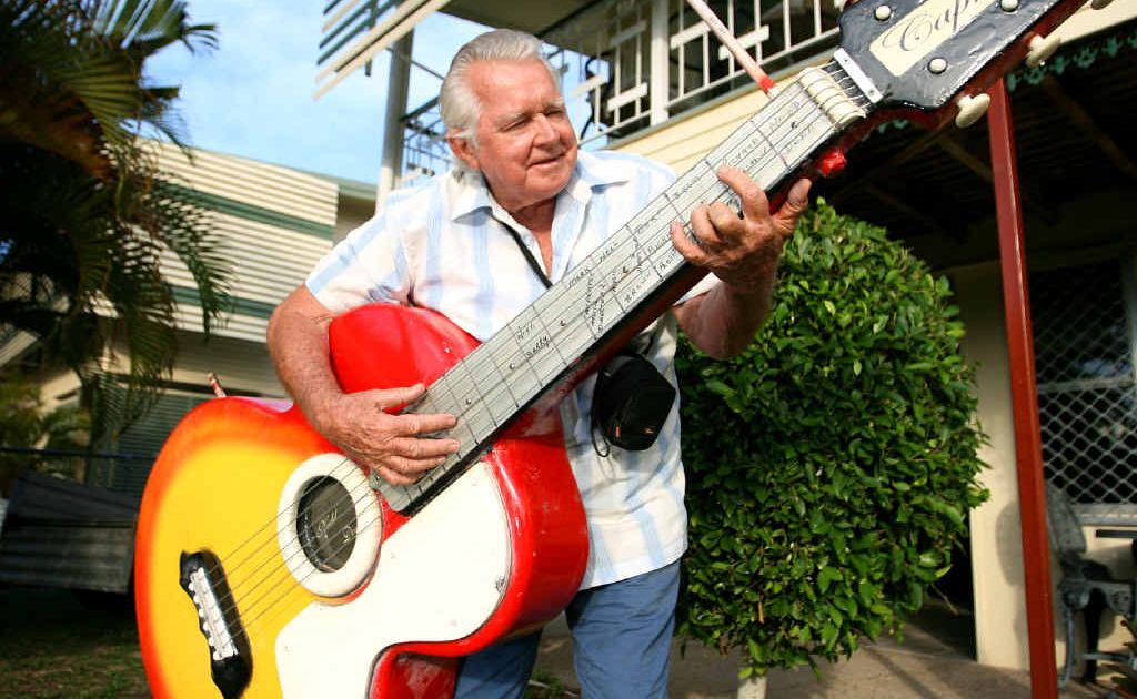 Nedd Dodd, who made the big guitar, is pleased it’s back in the right hands after it was stolen. Nedd Dodd, who made the big guitar, is pleased it’s back in the right hands after it was stolen.