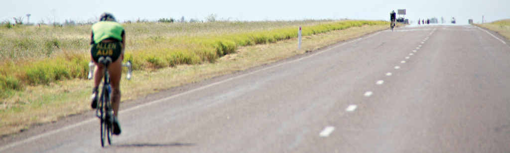 TESTING TRIP: The ride back to Julia Creek is traditionally a testing journey into a hot head wind as part of the annual Dirt N Dust Triathlon. TESTING TRIP: The ride back to Julia Creek is traditionally a testing journey into a hot head wind as part of the annual Dirt N Dust Triathlon.