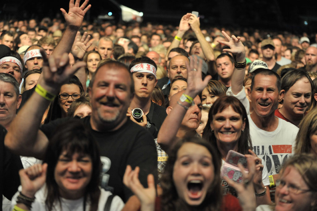 Part of the huge crowd who came out to see Cold Chisel at Kawana's Stockland Park on Saturday night.