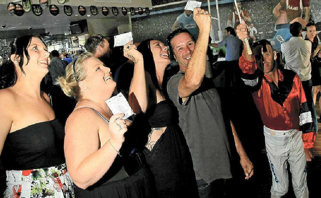 Punters Ashlee Zervos, Kate Dykstra, Samantha Stapleton and Huey Ryan get excited at the Ivory Tavern. Punters Ashlee Zervos, Kate Dykstra, Samantha Stapleton and Huey Ryan get excited at the Ivory Tavern.
