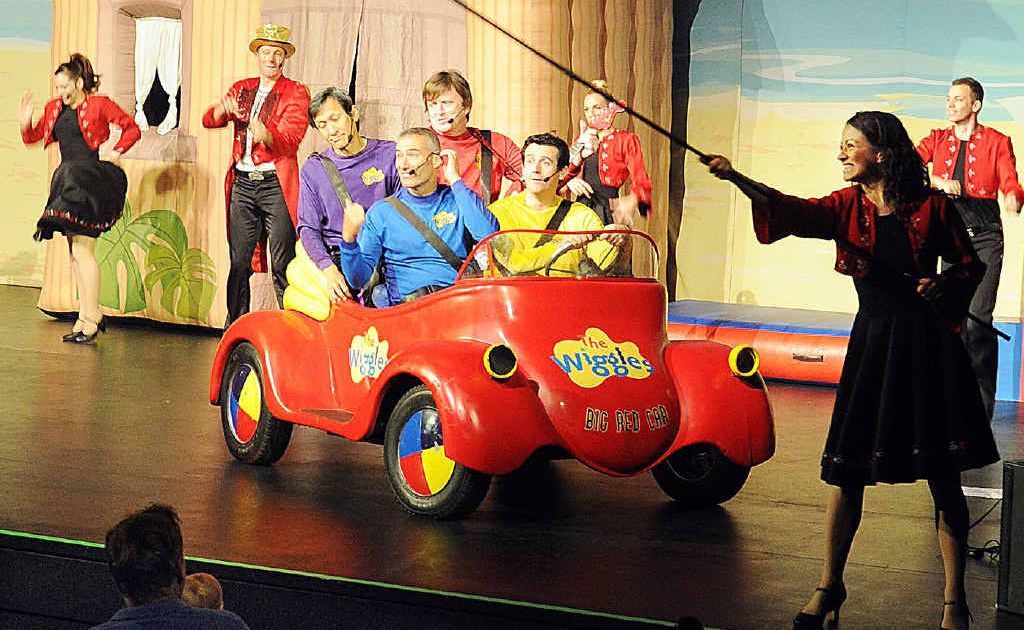 The Wiggles hit the stage in front of a large enthusiastic crowd of tots at the Brolga Theatre yesterday.