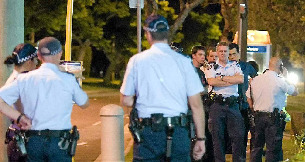 Police keep the peace at the Westridge Shopping Centre after a brawl erupted when a driver accidentally hit a child on Tuesday night. Police keep the peace at the Westridge Shopping Centre after a brawl erupted when a driver accidentally hit a child on Tuesday night.
