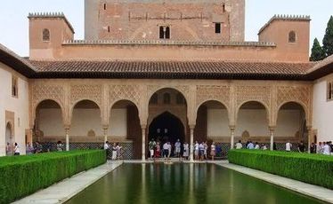 The Alhambra's old palaces, with their exquisite arabesques, are the jewel of Granada. The Alhambra's old palaces, with their exquisite arabesques, are the jewel of Granada.