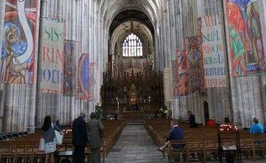 Winchester Cathedral is still on a slight backwards lean, the result of it being built over marshlands. Winchester Cathedral is still on a slight backwards lean, the result of it being built over marshlands.