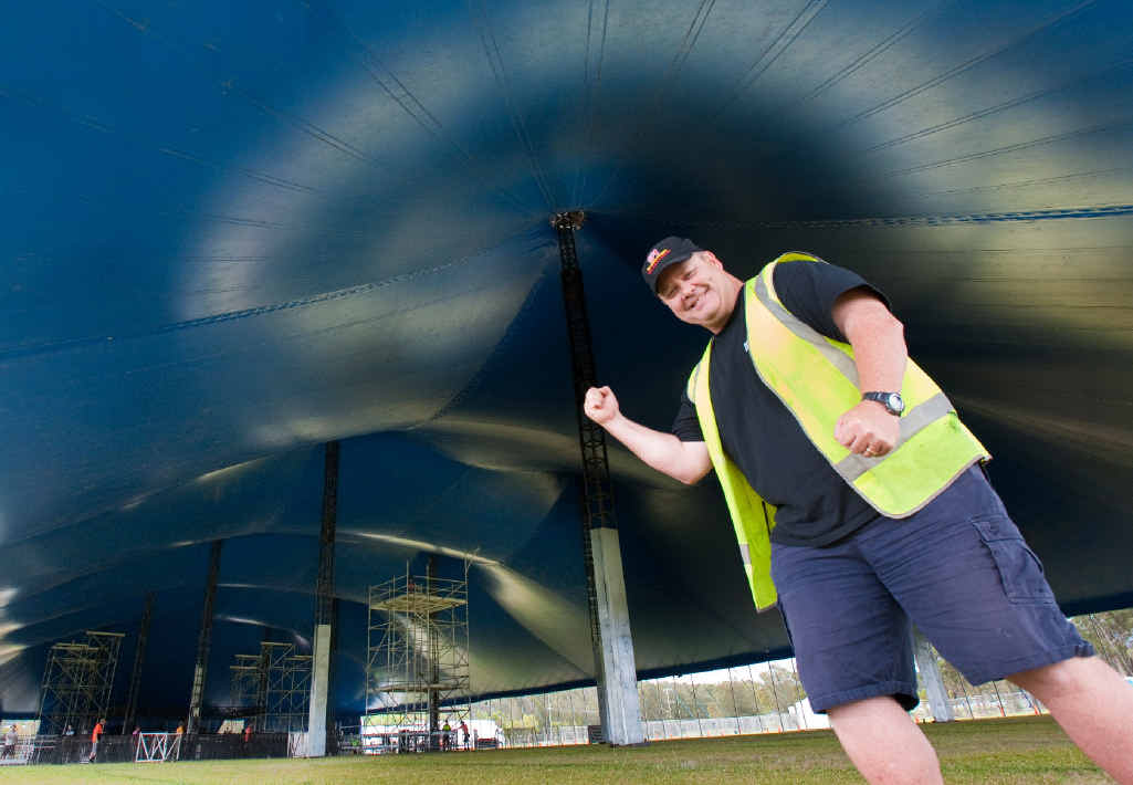Keith Carey is in charge of safety at the Cold Chisel concert tent. 