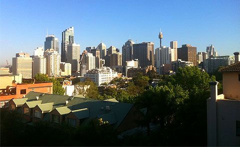View of Sydney's skyline from the Adina hotel. View of Sydney's skyline from the Adina hotel.