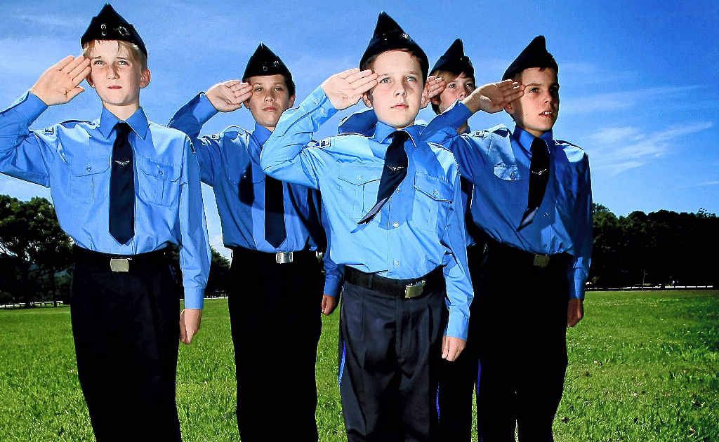 Australian Air League Gold Coast Squadron is looking for members to form a new group at Robina (from left) Aaron Pickergill, 12, Nathan Arnold, 11, Reece Larsen, 12, Alex Rosen, 10, and Brendon Beckers, 12. Australian Air League Gold Coast Squadron is looking for members to form a new group at Robina (from left) Aaron Pickergill, 12, Nathan Arnold, 11, Reece Larsen, 12, Alex Rosen, 10, and Brendon Beckers, 12.