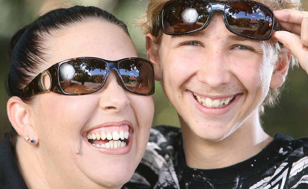 Paula Parkes and son Beau are raising awareness about National Sunnies Day after Beau developed a pterygium in his left eye. Paula Parkes and son Beau are raising awareness about National Sunnies Day after Beau developed a pterygium in his left eye.