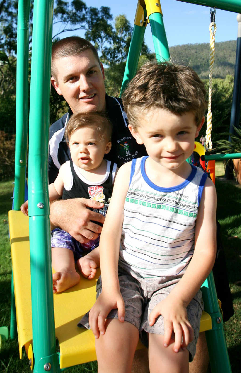 Brothers skipper Murray Harch with his boys Lewis and Jonty. Brothers skipper Murray Harch with his boys Lewis and Jonty.