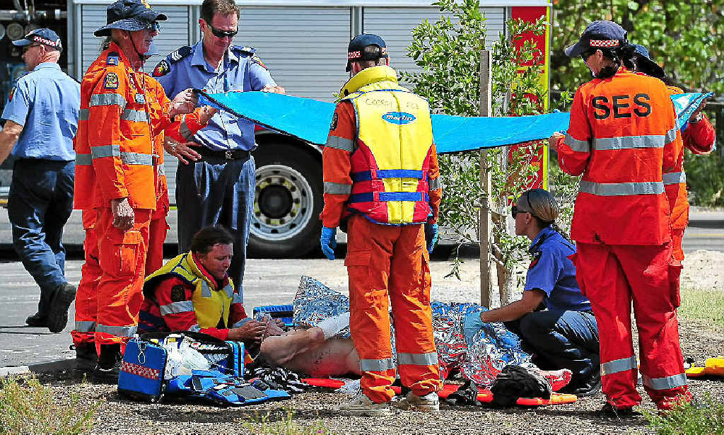 Noosa area SES volunteers preparing for an exercise on Noosa River save a man who drove his mobility scooter off a wharf at Tewantin. Noosa area SES volunteers preparing for an exercise on Noosa River save a man who drove his mobility scooter off a wharf at Tewantin.