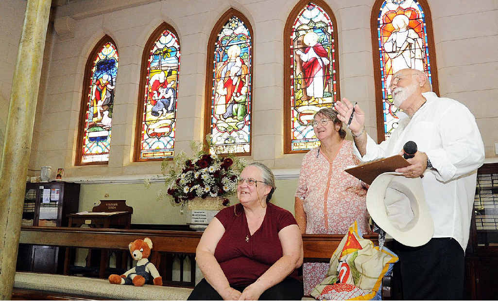 Rosslyn Curtis and Beryl Fleischfresser get a tour of the St. Stephens Uniting Church by Roger Bowden. Rosslyn Curtis and Beryl Fleischfresser get a tour of the St. Stephens Uniting Church by Roger Bowden.