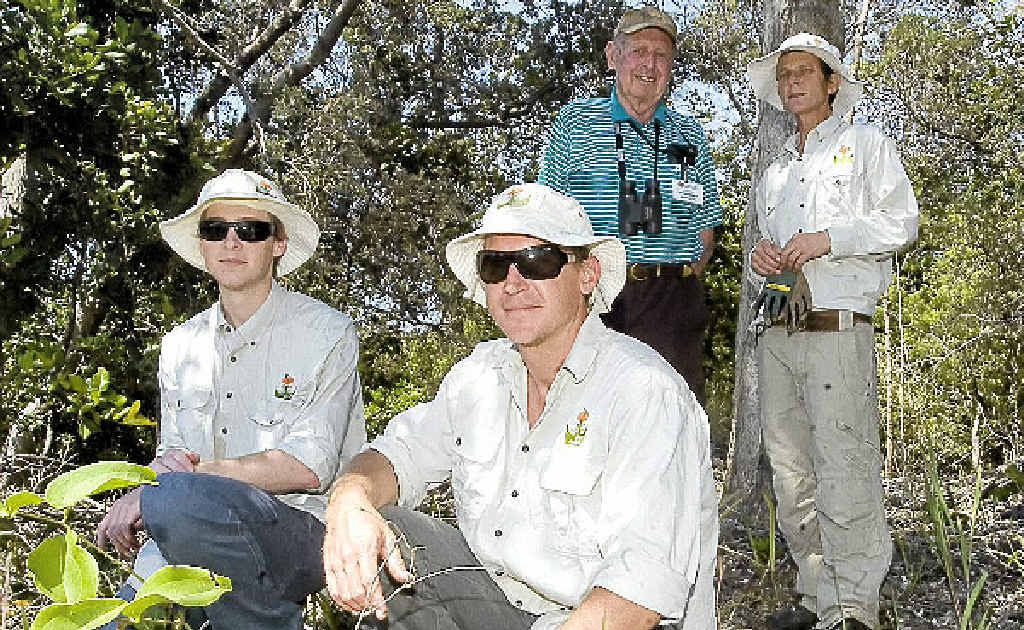 At the Richmond River Nature Reserve, South Ballina, were (from left), front, Chris Bowdler and Peter Werrall from EnviTE, at back, Hans Lutter of Birds Australia, 2020 Shorebirds project and Virginia Seymour, Project officer North Coast for EnviTE. At the Richmond River Nature Reserve, South Ballina, were (from left), front, Chris Bowdler and Peter Werrall from EnviTE, at back, Hans Lutter of Birds Australia, 2020 Shorebirds project and Virginia Seymour, Project officer North Coast for EnviTE.