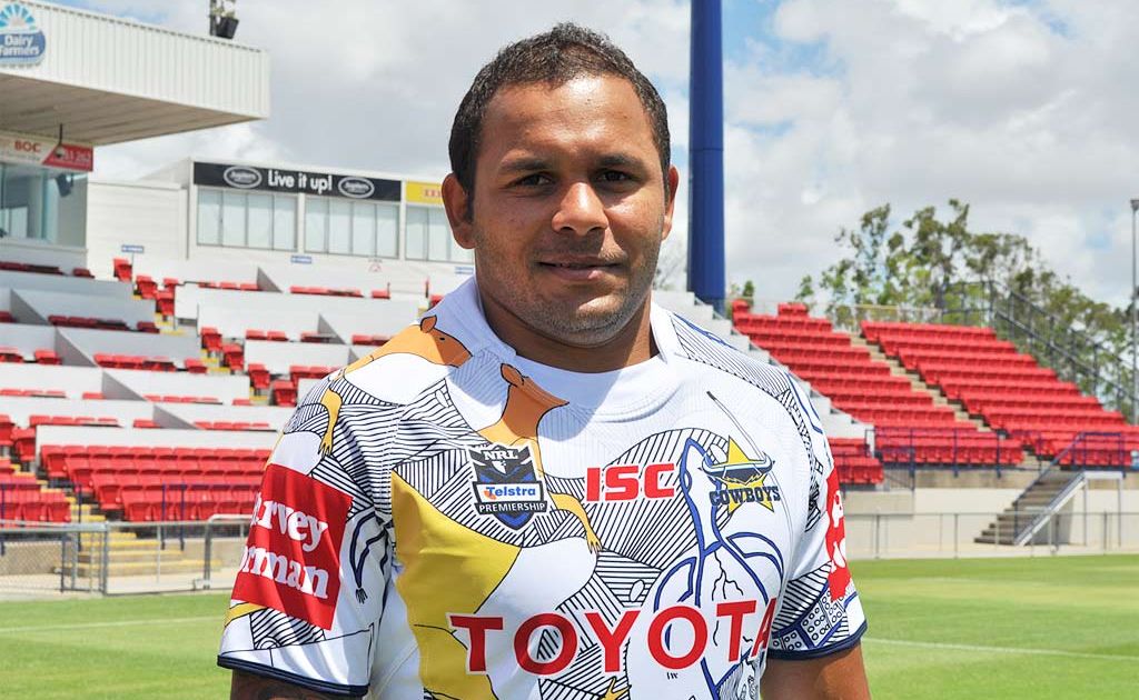 The Cowboys' Matt Bowen wears the club's new indigenous jersey. The Cowboys' Matt Bowen wears the club's new indigenous jersey.