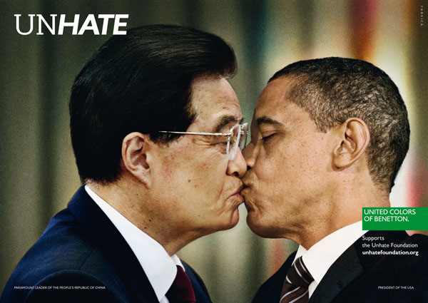 Please Note: The images in this advertising campaign, shown here and in the attached gallery, have been faked using Adobe's Photoshop software. At no point has Barack Obama actually locked lips with Hugo Chavez. Please Note: The images in this advertising campaign, shown here and in the attached gallery, have been faked using Adobe's Photoshop software. At no point has Barack Obama actually locked lips with Hugo Chavez.