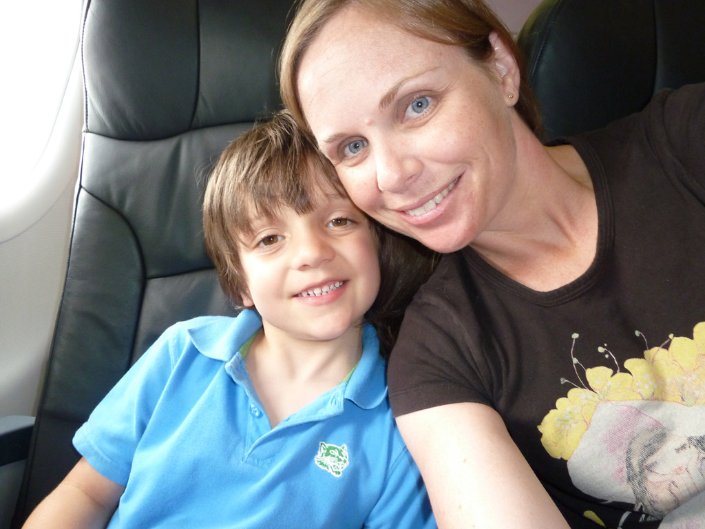 Patrick and I on our 3rd flight of our journey flying from Jakarta to KL.