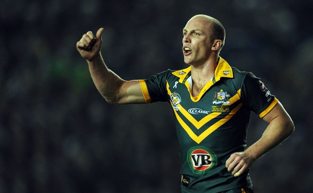 Darren Lockyer gestures during the Four Nations Final between England and Australia. Darren Lockyer gestures during the Four Nations Final between England and Australia.