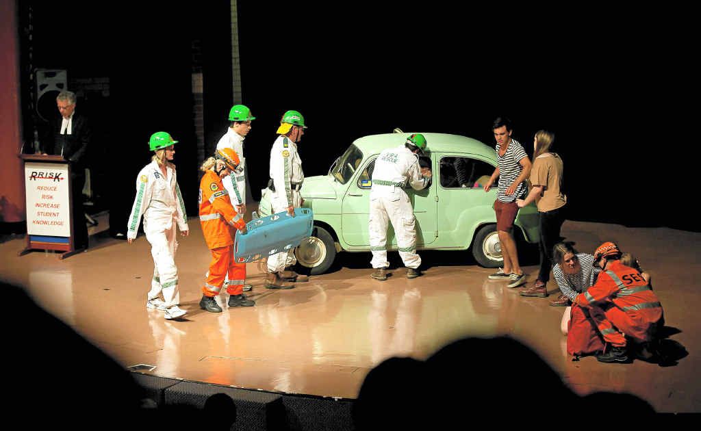 Hundreds of North Coast Year 11 students last week watched a dramatisation of a car crash as part of a RRISK seminar at Southern Cross University. Hundreds of North Coast Year 11 students last week watched a dramatisation of a car crash as part of a RRISK seminar at Southern Cross University.
