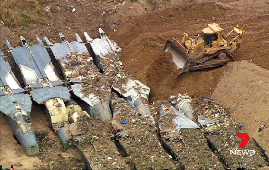 Ipswich's iconic F-111 aircraft are buried at Swanbank Industrial Park. Ipswich's iconic F-111 aircraft are buried at Swanbank Industrial Park.