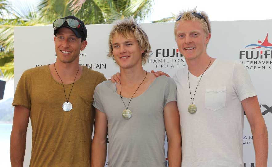 WINNERS: The Fujifilm Hamilton Island Triathlon's top three athletes in the open men's section were Peter Jacobs, Joshua Amberger and James Seear. WINNERS: The Fujifilm Hamilton Island Triathlon's top three athletes in the open men's section were Peter Jacobs, Joshua Amberger and James Seear.