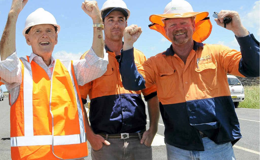 Happy to see the Ballina bypass open are (from left) Ballina Bypass Alliance safety manager Brendon Luke, Ballina Bypass Action Group vice-chairman Neil Saines, safety officer Peter Steverwald and engineer Peter Kocek. Happy to see the Ballina bypass open are (from left) Ballina Bypass Alliance safety manager Brendon Luke, Ballina Bypass Action Group vice-chairman Neil Saines, safety officer Peter Steverwald and engineer Peter Kocek.