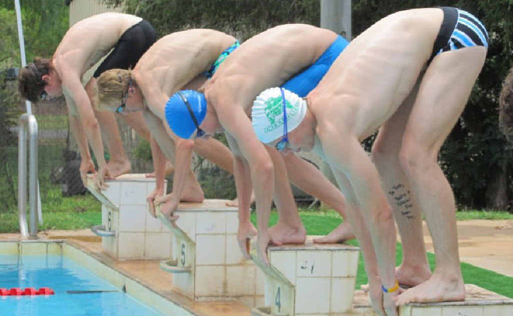 On the blocks for the men’s 25m freestyle Dash for Cash. On the blocks for the men’s 25m freestyle Dash for Cash.