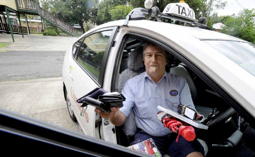 Mobile phones, wallets, DVDs and umbrellas are just some of the items passengers have left behind in owner/driver Chris Kilpatrick’s cab. Mobile phones, wallets, DVDs and umbrellas are just some of the items passengers have left behind in owner/driver Chris Kilpatrick’s cab.