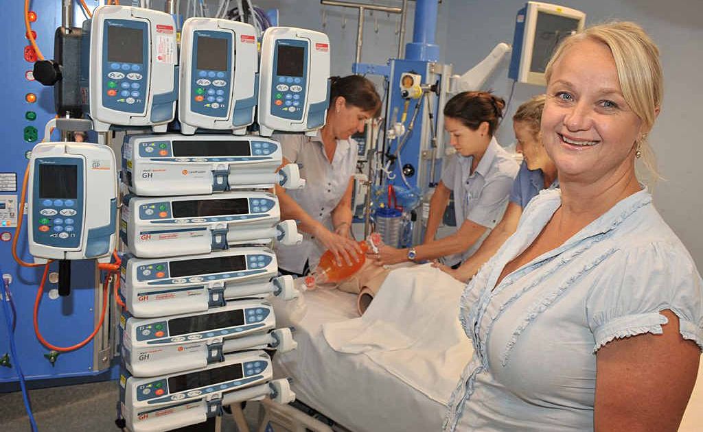 Intensive care unit nurse educator Jenny Jaspers collaborates with ICU clinical coaches Alex Ensor, Alison Bruce and registered nurse Jeraldene McKenna at Nambour General Hospital. Intensive care unit nurse educator Jenny Jaspers collaborates with ICU clinical coaches Alex Ensor, Alison Bruce and registered nurse Jeraldene McKenna at Nambour General Hospital.