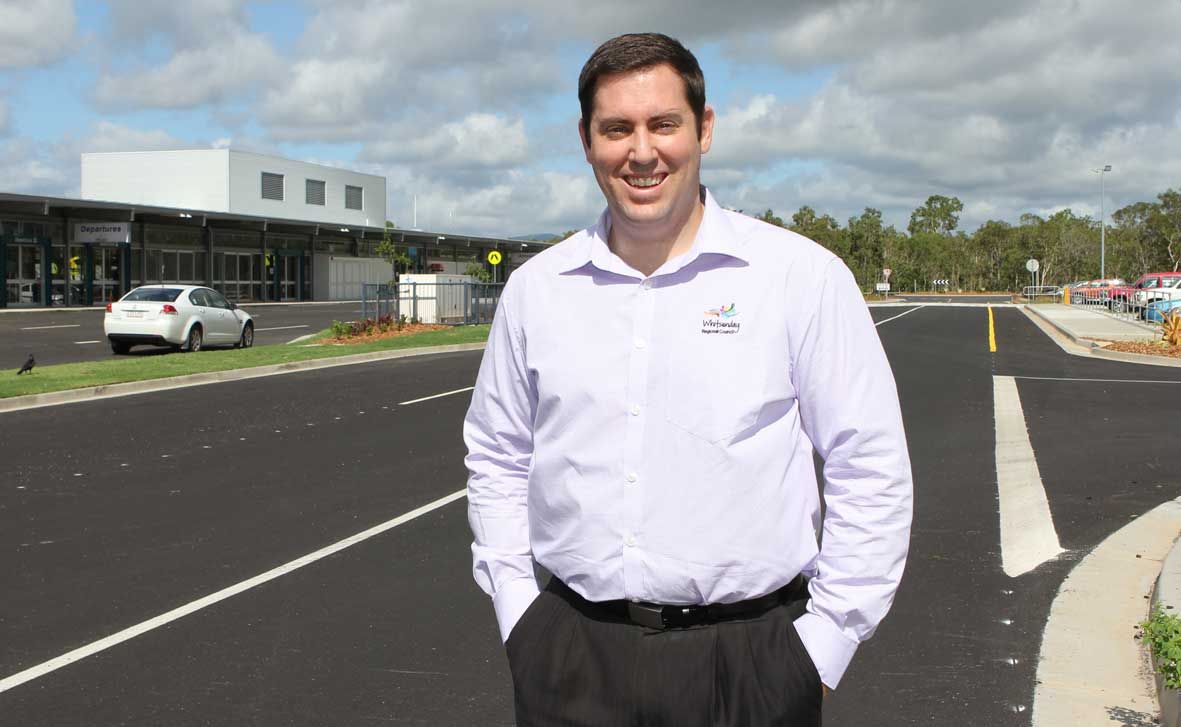 UP AND AWAY: Whitsunday Coast Airport business development manager Scott Waters is working towards an official airport opening that will include as many members of the community as possible. Photo Sharon Smallwood / Whitsunday Times UP AND AWAY: Whitsunday Coast Airport business development manager Scott Waters is working towards an official airport opening that will include as many members of the community as possible. Photo Sharon Smallwood / Whitsunday Times