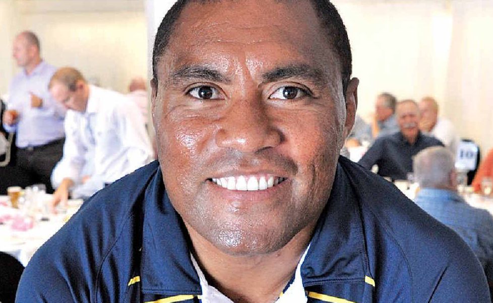 Petero Civoniceva takes some time out from his duties at the Men of League lunch at the Mooloolaba surf club. Petero Civoniceva takes some time out from his duties at the Men of League lunch at the Mooloolaba surf club.
