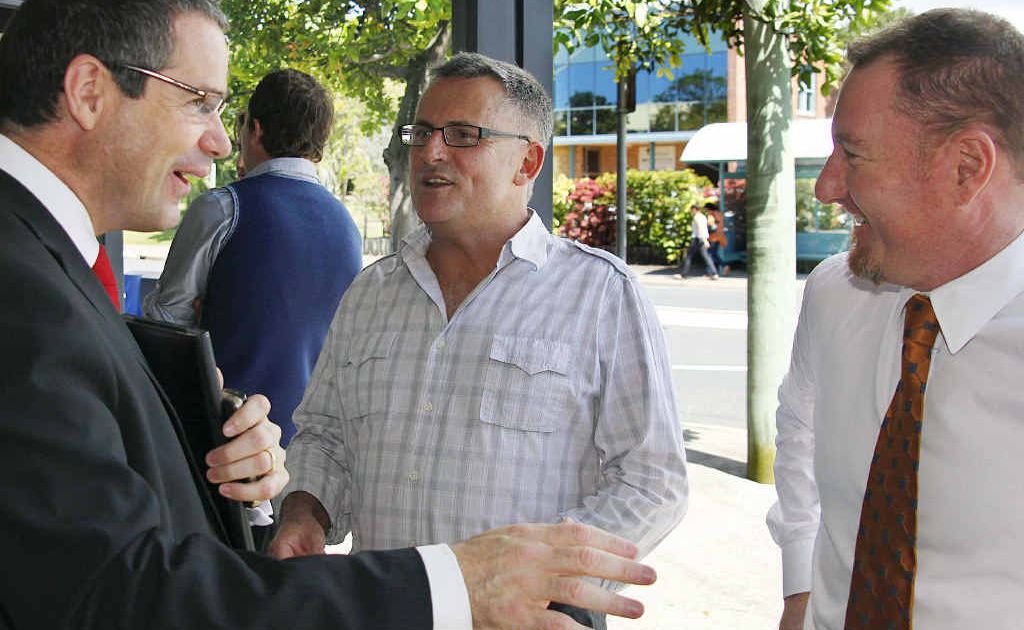 Senator Stephen Conroy catching up with Advocate editor Graeme Singleton and general manager Brent Rees. Senator Stephen Conroy catching up with Advocate editor Graeme Singleton and general manager Brent Rees.