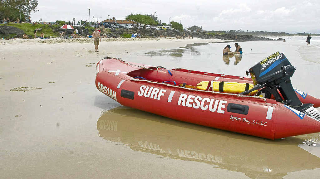 Rescuers search for missing bather at Byron Bay. Rescuers search for missing bather at Byron Bay.