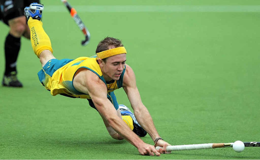 Matthew Swann throws himself into the Kookaburras’ defence during the Champions Trophy in New Zealand. Matthew Swann throws himself into the Kookaburras’ defence during the Champions Trophy in New Zealand.