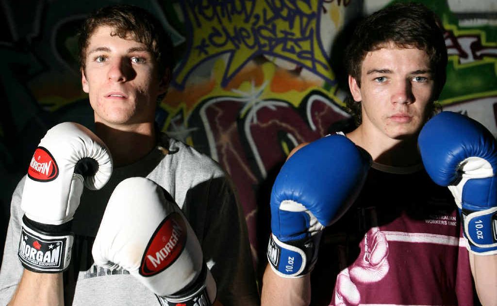 Boxers Harley Broom and Nat Hinchliffe show their colours after returning victorious from the Australian Amateur Boxing titles in Brisbane. Boxers Harley Broom and Nat Hinchliffe show their colours after returning victorious from the Australian Amateur Boxing titles in Brisbane.