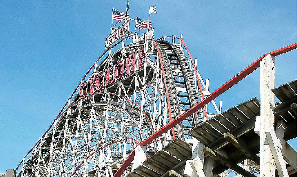 ADVENTURE TIME: Coney Island’s wooden roller coaster opened in 1927. It has two minutes of 12 stomach-churning drops and six hairpin bends. ADVENTURE TIME: Coney Island’s wooden roller coaster opened in 1927. It has two minutes of 12 stomach-churning drops and six hairpin bends.