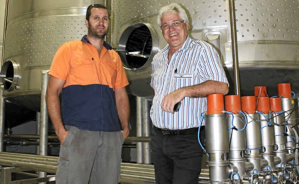 Tim (left) and Greg Willis in 'the tank room' at Grove Juice. Tim (left) and Greg Willis in 'the tank room' at Grove Juice.