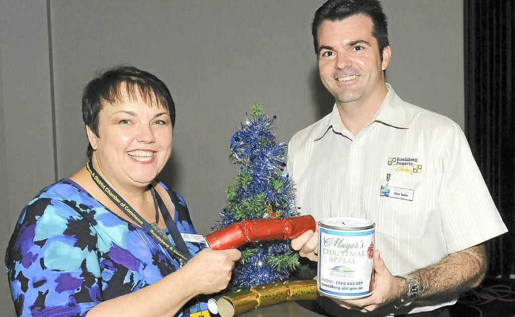Mayor Lorraine Pyefinch and Bundaberg Chamber of Commerce President Dion Taylor celebrate the Mayor’s Christmas Appeal. Mayor Lorraine Pyefinch and Bundaberg Chamber of Commerce President Dion Taylor celebrate the Mayor’s Christmas Appeal.