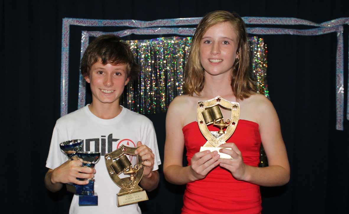 GREAT WORK: Cannonvale State Primary School Year Seven students Lloyd Clode-Roberts and Kristy Davidson were named School Dux at their graduation last Wednesday night. Photo Aimee Vinci / Whitsunday Times GREAT WORK: Cannonvale State Primary School Year Seven students Lloyd Clode-Roberts and Kristy Davidson were named School Dux at their graduation last Wednesday night. Photo Aimee Vinci / Whitsunday Times