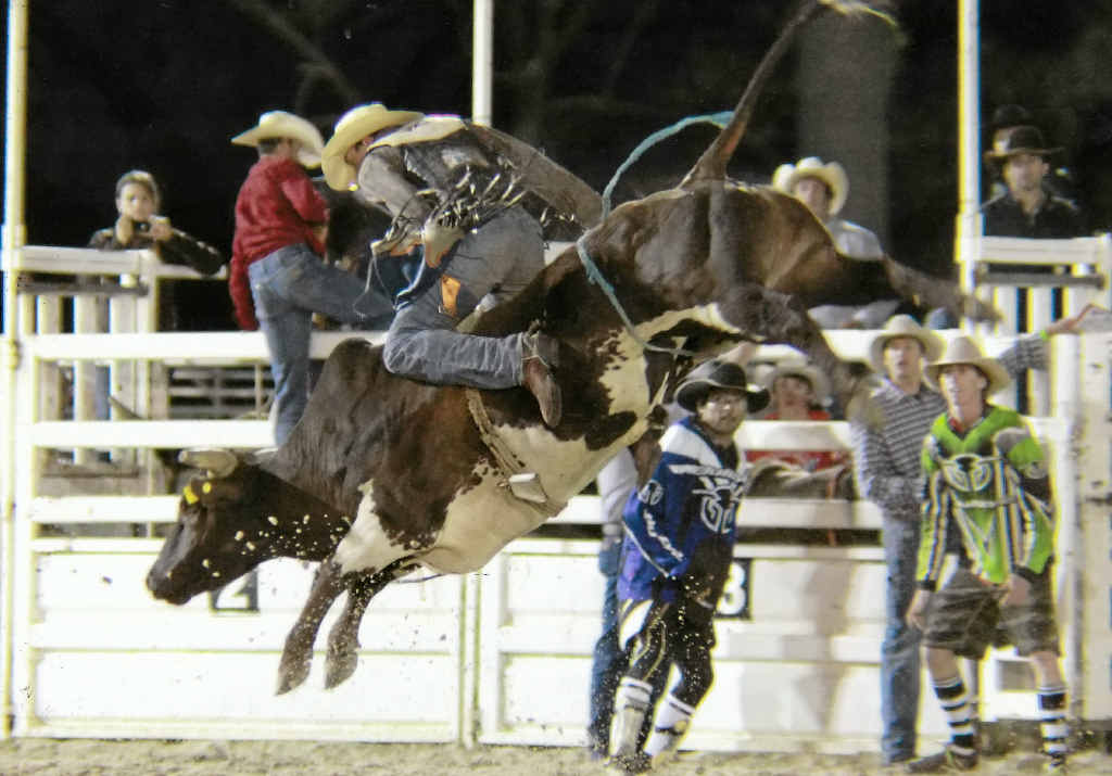 ‘Sideshow’ in action at the 2011 Ipswich Finals Rodeo. The beast will make an appearance at the Yangan Cash and Carry Ute Muster and Bull Ride on New Year’s Eve. ‘Sideshow’ in action at the 2011 Ipswich Finals Rodeo. The beast will make an appearance at the Yangan Cash and Carry Ute Muster and Bull Ride on New Year’s Eve.