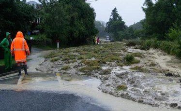 Beatsons Road in Nelson is one of many roads in the area that has been engulfed by a landslip. Beatsons Road in Nelson is one of many roads in the area that has been engulfed by a landslip.