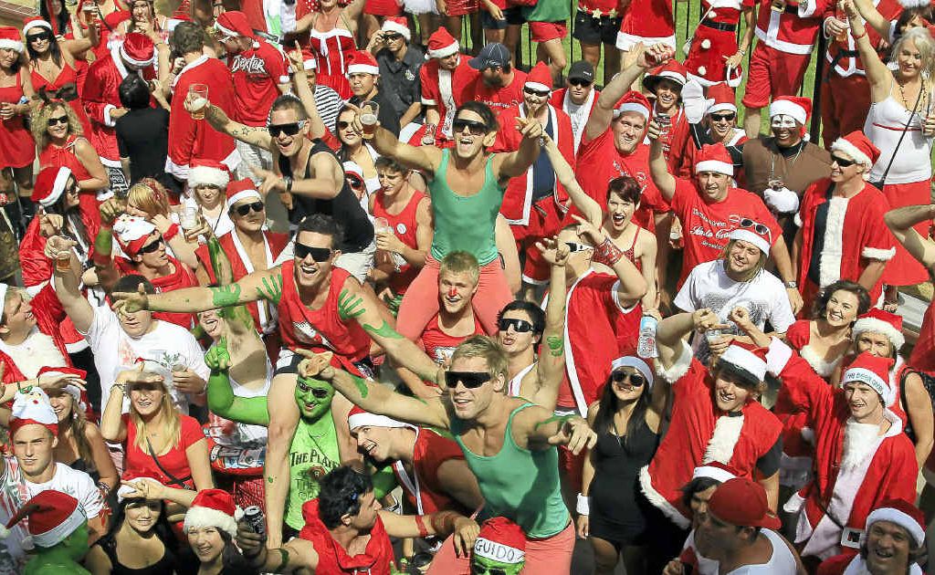 Revellers get started early at the 2011 Grafton Santa Crawl at the Crown Hotel. Revellers get started early at the 2011 Grafton Santa Crawl at the Crown Hotel.