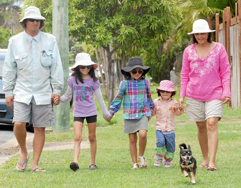 Arron and Bianca Wellsteed and their children Bella, Jasmine and Anna heed sun safety warnings. Arron and Bianca Wellsteed and their children Bella, Jasmine and Anna heed sun safety warnings.