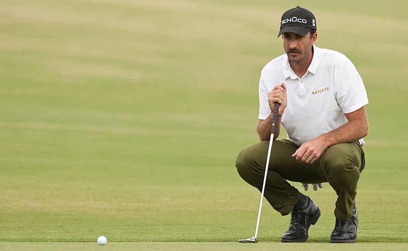 Geoff Ogilvy contemplates his next shot yesterday. Geoff Ogilvy contemplates his next shot yesterday.