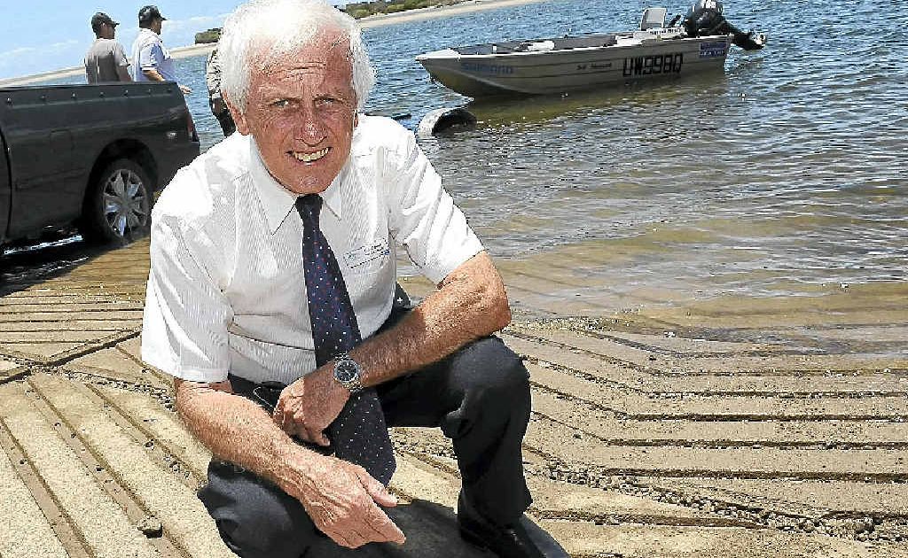 Cr Danny Rowleson launches the official opening of the upgraded Riverview boat ramp just in time for Christmas. Cr Danny Rowleson launches the official opening of the upgraded Riverview boat ramp just in time for Christmas.