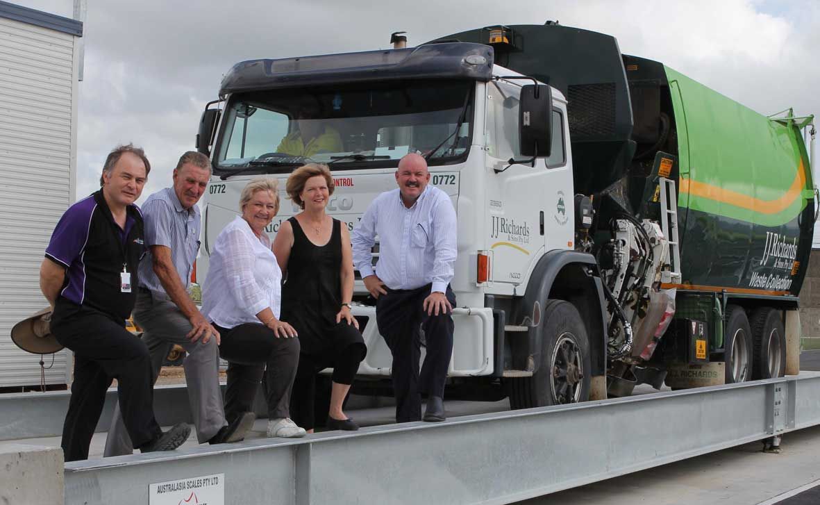 TRUCKED IN: WRC waste management officer Karl Murdoch with councillors Rogin Taylor, Jan Clifford, Jennifer Whitney and Mike Brunker beside the first truck over the new weighbridge at Kelsey Creek.
Photo Sharon Smallwood TRUCKED IN: WRC waste management officer Karl Murdoch with councillors Rogin Taylor, Jan Clifford, Jennifer Whitney and Mike Brunker beside the first truck over the new weighbridge at Kelsey Creek.
Photo Sharon Smallwood