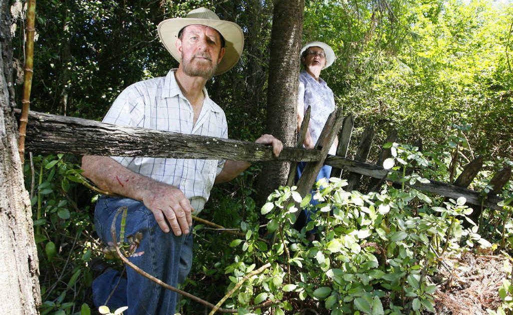 Len Mahon and Elaine Peet stand next to an early church graveyard near Bluestone Corner on Pine Mountain Rd. Len Mahon and Elaine Peet stand next to an early church graveyard near Bluestone Corner on Pine Mountain Rd.