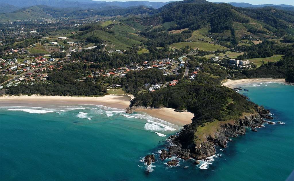 An aerial shot of Diggers Beach - north of Coffs Harbour. An aerial shot of Diggers Beach - north of Coffs Harbour.