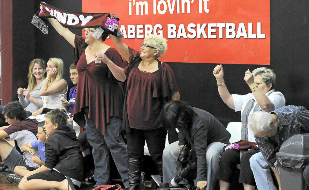 Bundaberg Basketball treasurer Trudi Duncan and secretary Kerri Savidge support the Bundaberg Bears playing against the Gold Coast Rollers in 2011. Bundaberg Basketball treasurer Trudi Duncan and secretary Kerri Savidge support the Bundaberg Bears playing against the Gold Coast Rollers in 2011.
