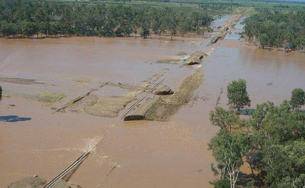 The washed out railway bordering Max Mayne’s property during the floods. The washed out railway bordering Max Mayne’s property during the floods.